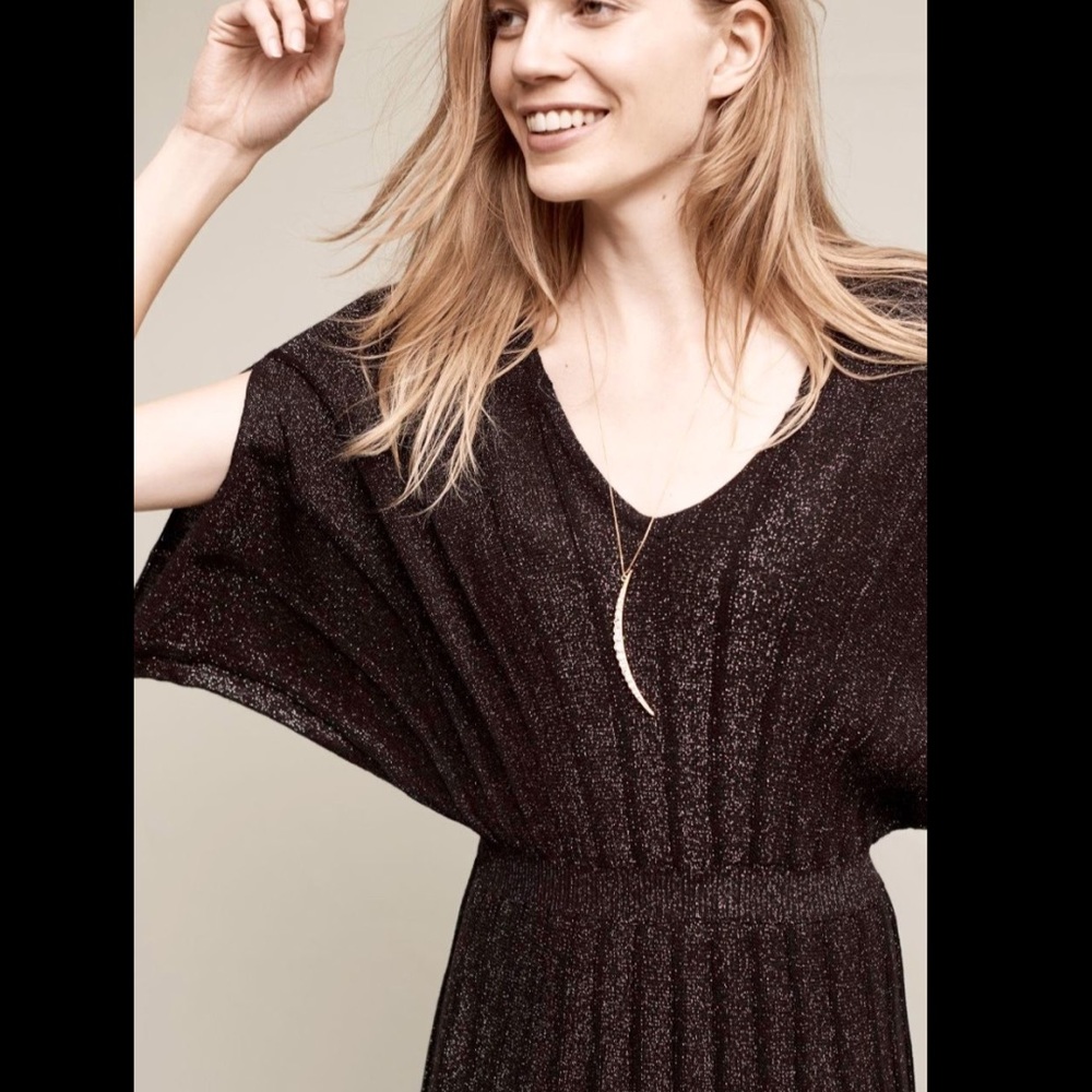Knitted Knotted Metallic Pleated Sweater Dress M - Picture 2 of 3